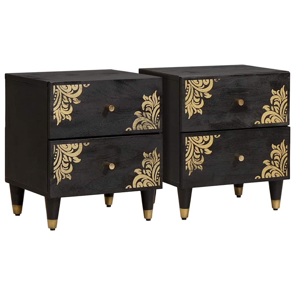 Armadio da Notte con cassetto 2 pcs Nero 40 x 33 x 46 cm