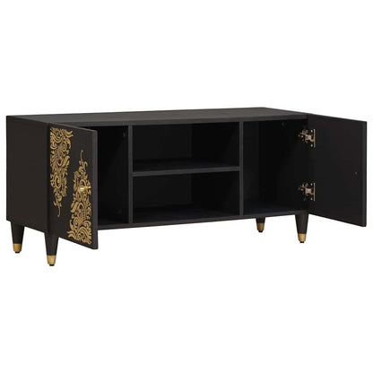 Mobile TV Nero 105 x 33 x 46 cm Legno di mango massello