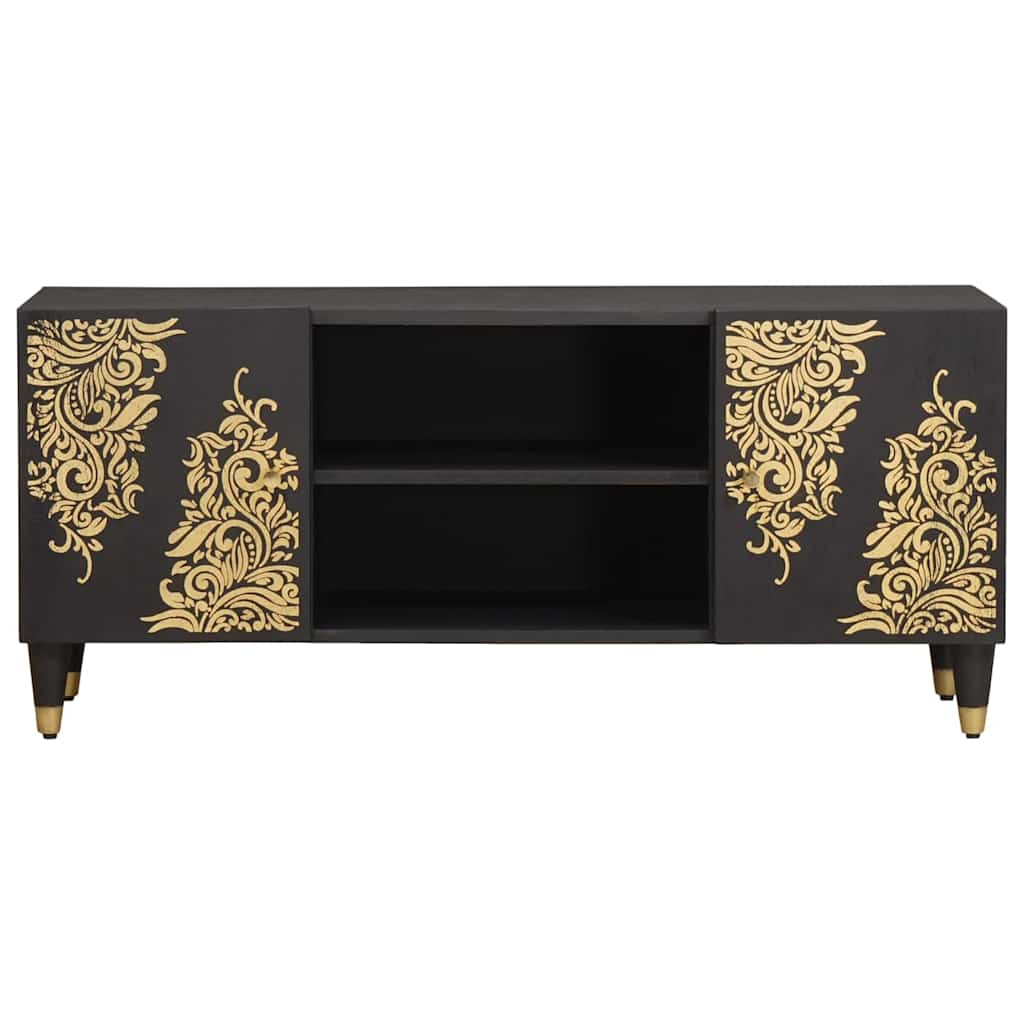 Mobile TV Nero 105 x 33 x 46 cm Legno di mango massello