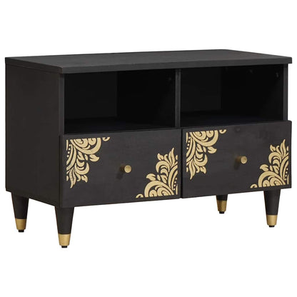 Mobile TV Nero 70 x 33 x 46 cm Legno di mango massello