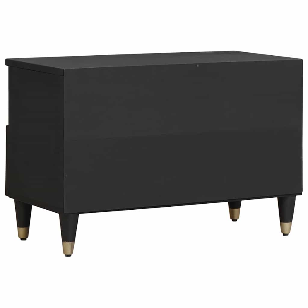 Mobile TV Nero 70 x 33 x 46 cm Legno di mango massello