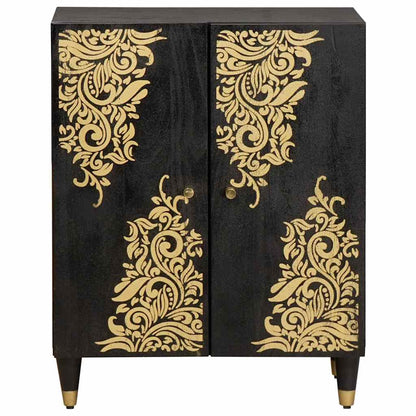 Credenza Nero 60 x 33 x 75 cm Legno di mango massello