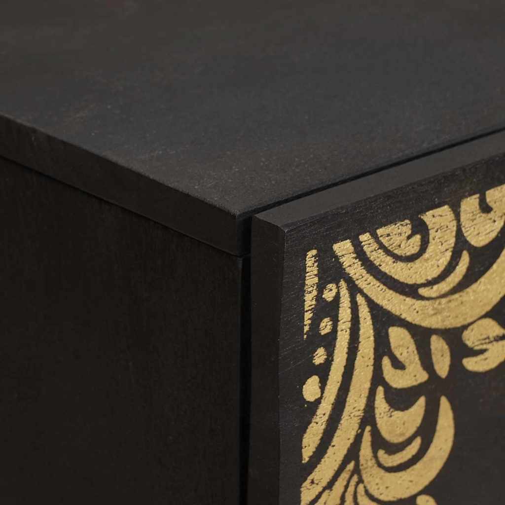 Credenza Nero 60 x 33 x 75 cm Legno di mango massello