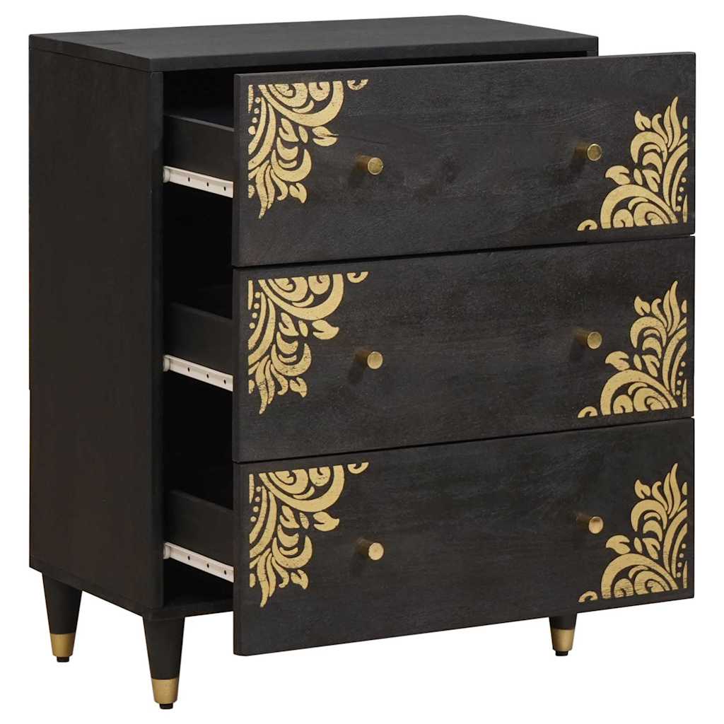 Credenza Nero 60 x 33 x 75 cm Legno di mango massello