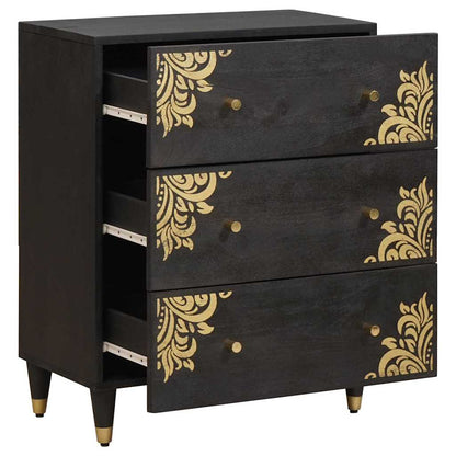 Credenza Nero 60 x 33 x 75 cm Legno di mango massello