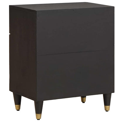 Comodino con porta Nero 50 x 33 x 60 cm Legno di mango massello