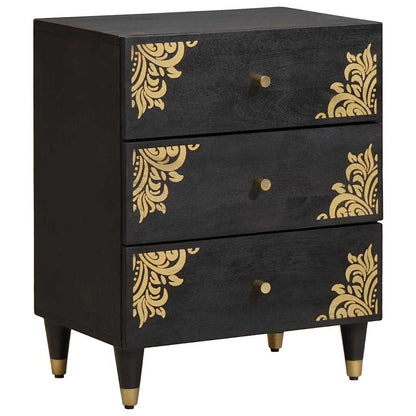 Armadio da Notte Nero 50 x 33 x 62 cm Legno di mango massello