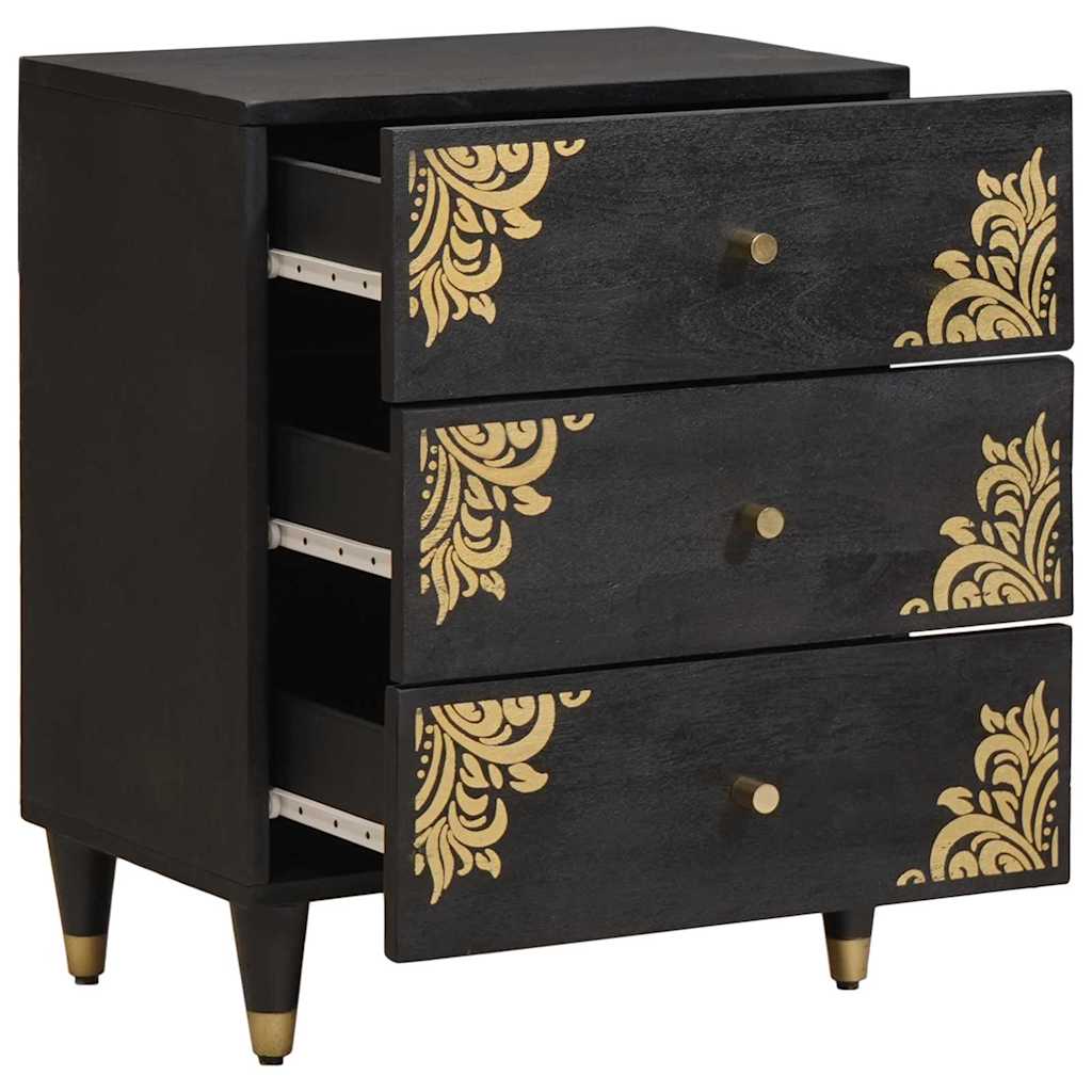 Armadio da Notte Nero 50 x 33 x 62 cm Legno di mango massello