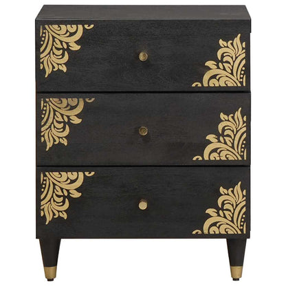 Armadio da Notte Nero 50 x 33 x 62 cm Legno di mango massello