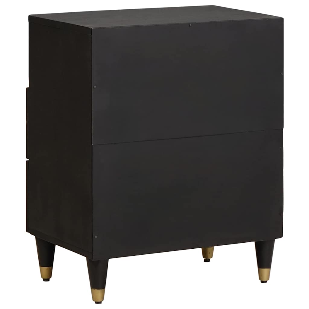 Armadio da Notte Nero 50 x 33 x 62 cm Legno di mango massello