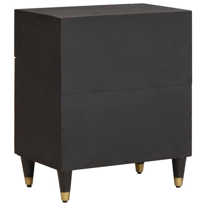 Comodino con porta Nero 50 x 33 x 60 cm Legno di mango massello