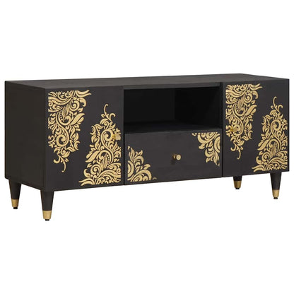 Mobile TV Nero 105 x 33 x 46 cm Legno di mango massello