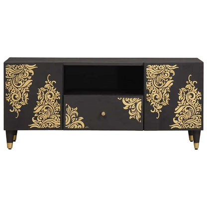 Mobile TV Nero 105 x 33 x 46 cm Legno di mango massello