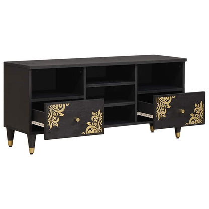 Mobile TV Nero 100 x 33 x 46 cm Legno di mango massello
