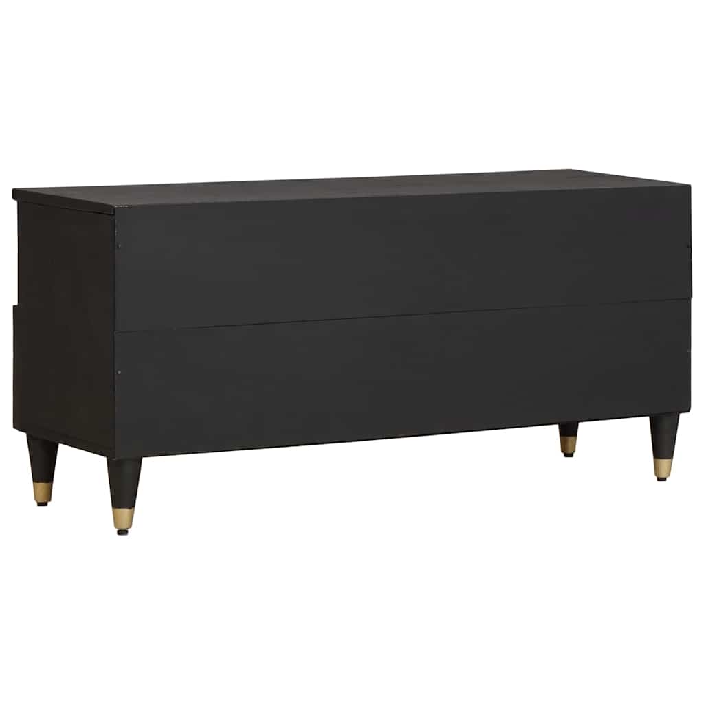 Mobile TV Nero 100 x 33 x 46 cm Legno di mango massello