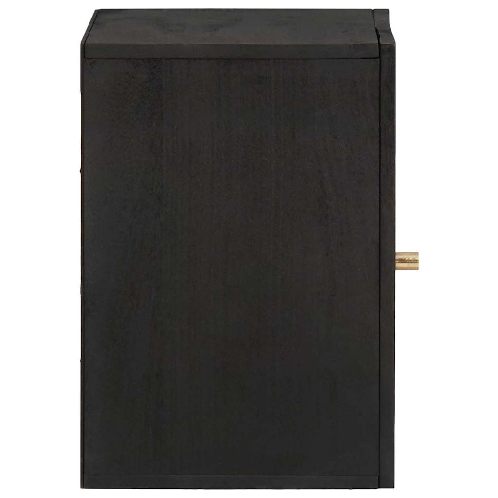 Armadietto a muro Nero 38 x 33 x 48 cm Legno di mango massello
