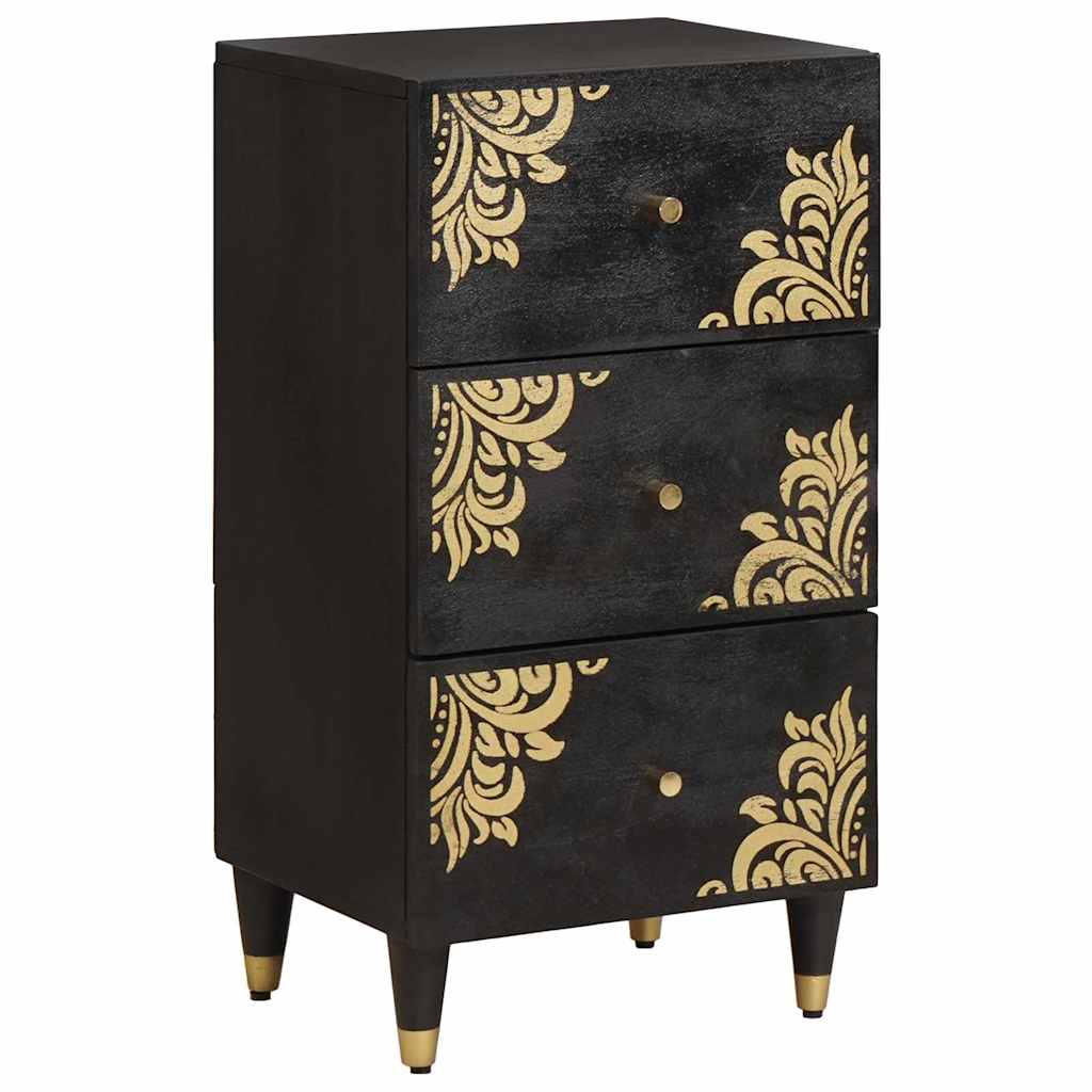 Credenza Nero 40 x 33 x 75 cm Legno di mango massello