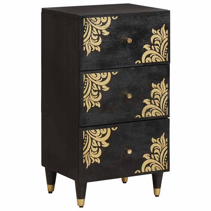 Credenza Nero 40 x 33 x 75 cm Legno di mango massello