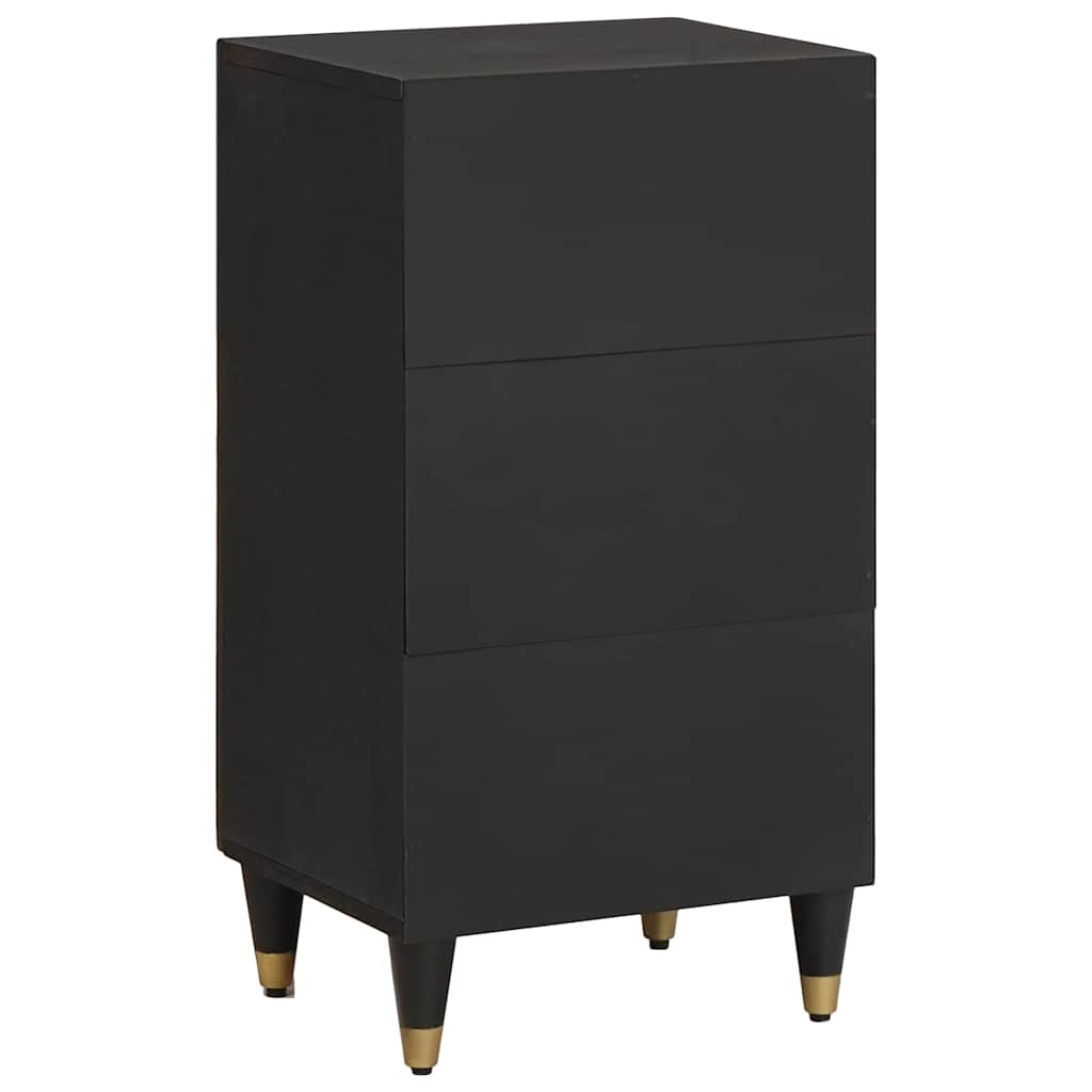 Credenza con porta Nero 40 x 33 x 75 cm Legno di mango massello
