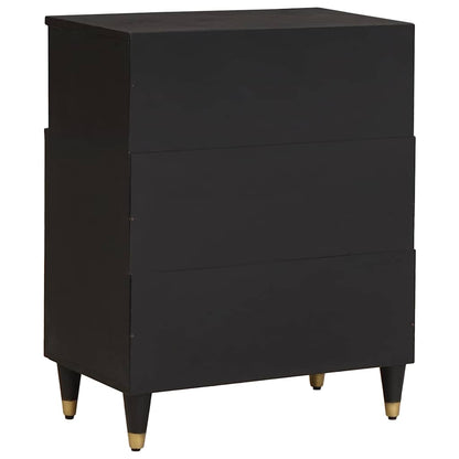 Credenza con porta Nero 60 x 33 x 75 cm Legno di mango massello