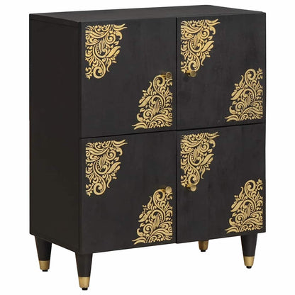 Credenza con porta Nero 60 x 33 x 75 cm Legno di mango massello