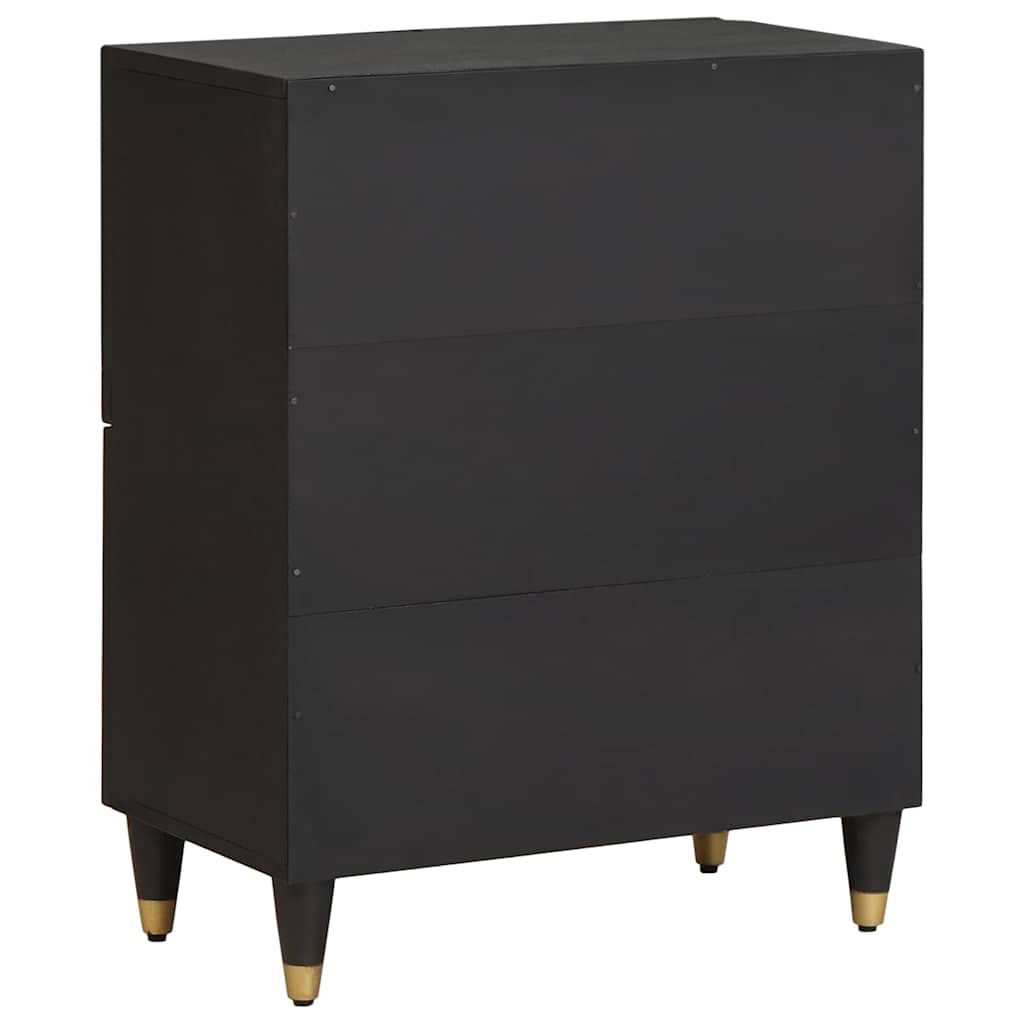 Credenza con porta Nero 60 x 33 x 75 cm Legno di mango massello