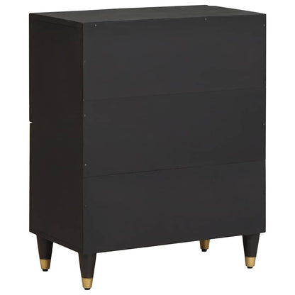 Credenza con porta Nero 60 x 33 x 75 cm Legno di mango massello