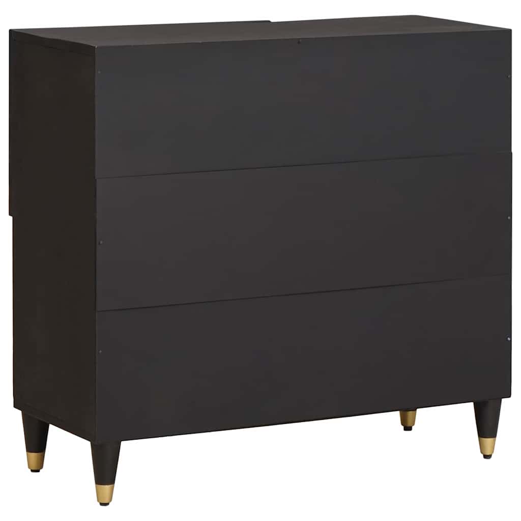Credenza con porta Nero 80 x 33 x 75 cm Legno di mango massello
