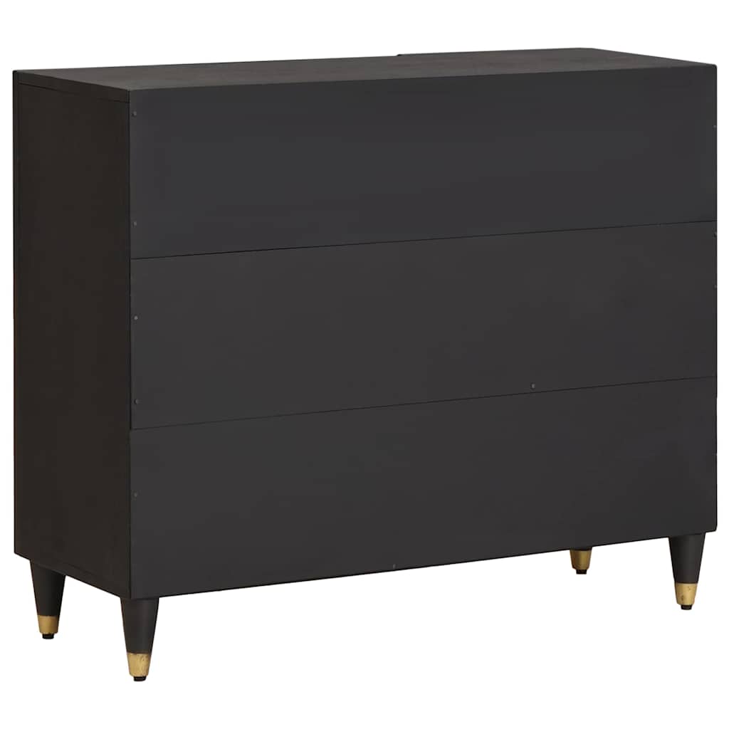 Credenza con porta Nero 90 x 33 x 75 cm Legno di mango massello