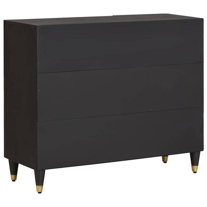 Credenza con porta Nero 90 x 33 x 75 cm Legno di mango massello