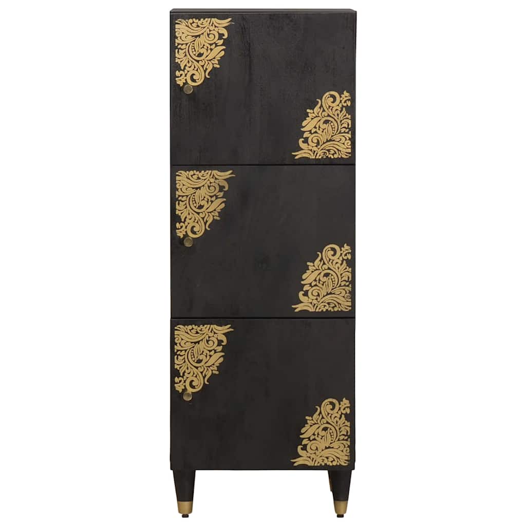 Credenza Nero 40 x 33 x 110 cm Legno di mango massello