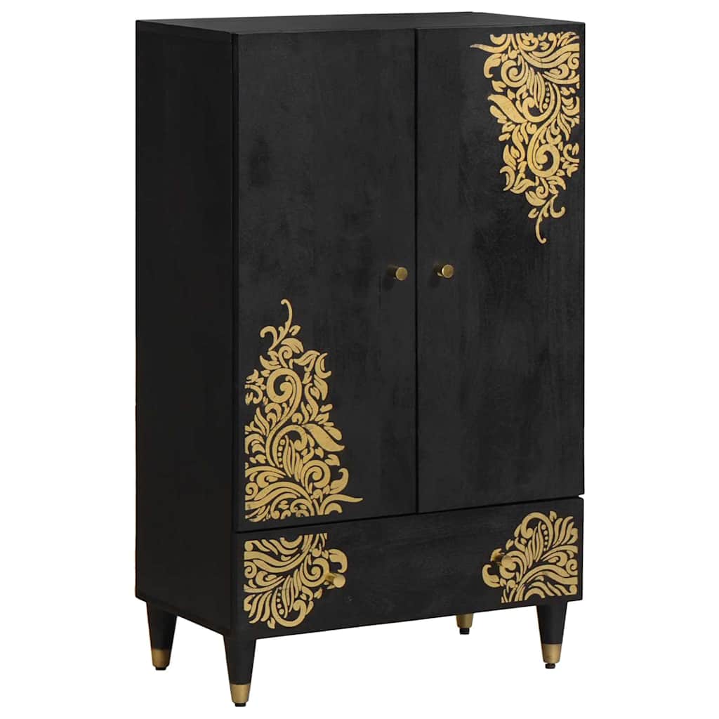 Credenza Nero 60 x 33 x 100 cm Legno di mango massello