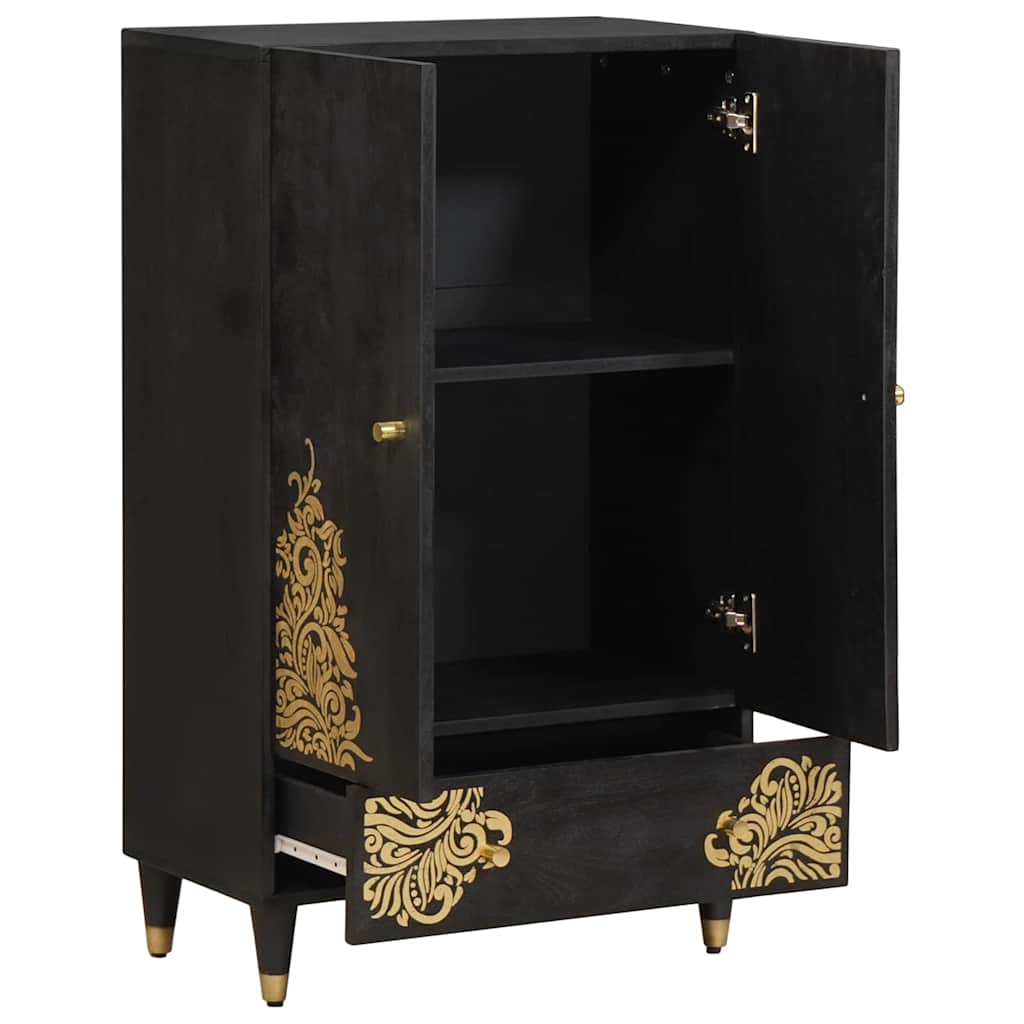 Credenza Nero 60 x 33 x 100 cm Legno di mango massello