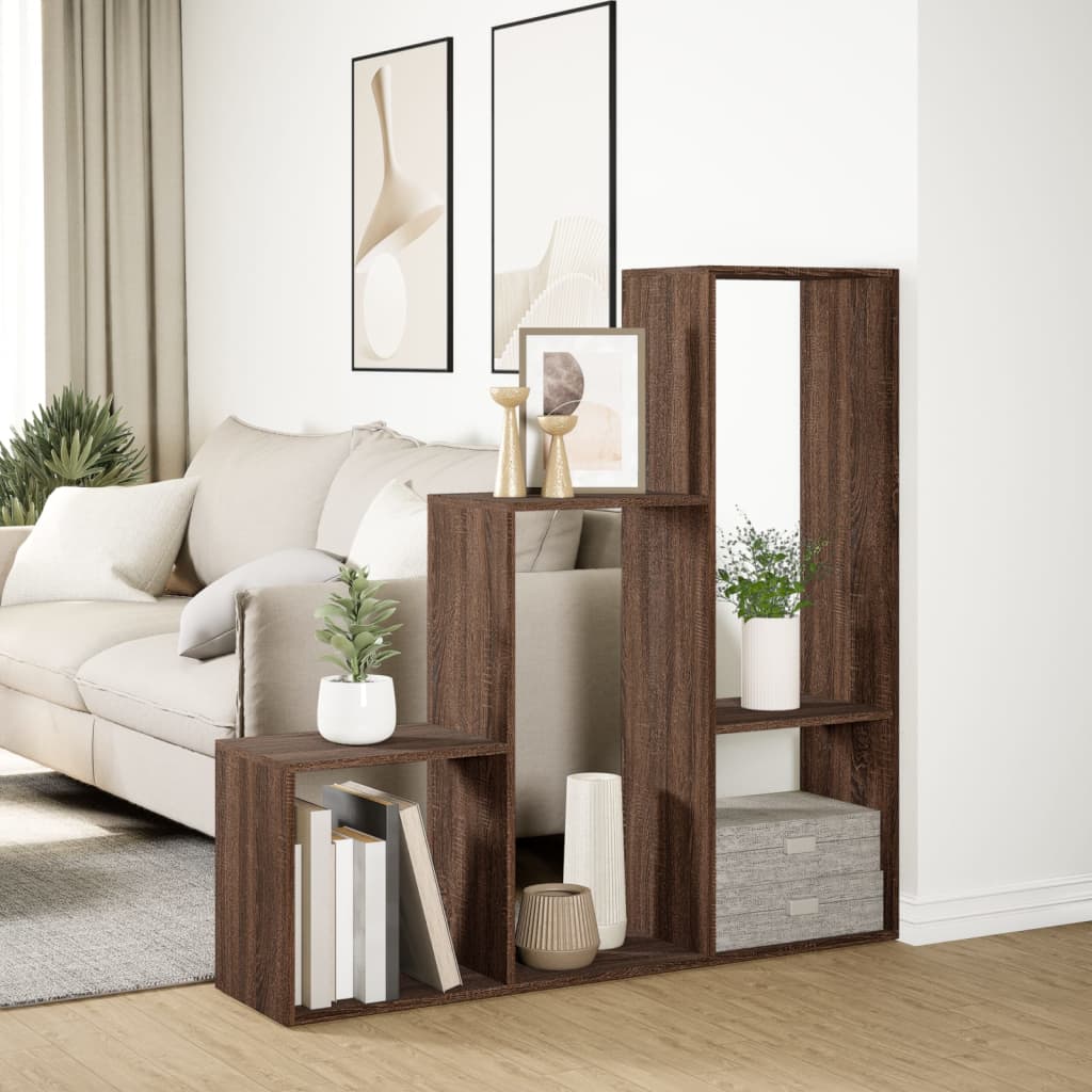 Libreria Divisoria 3Piani Rovere Marrone 123x29x123 Truciolato