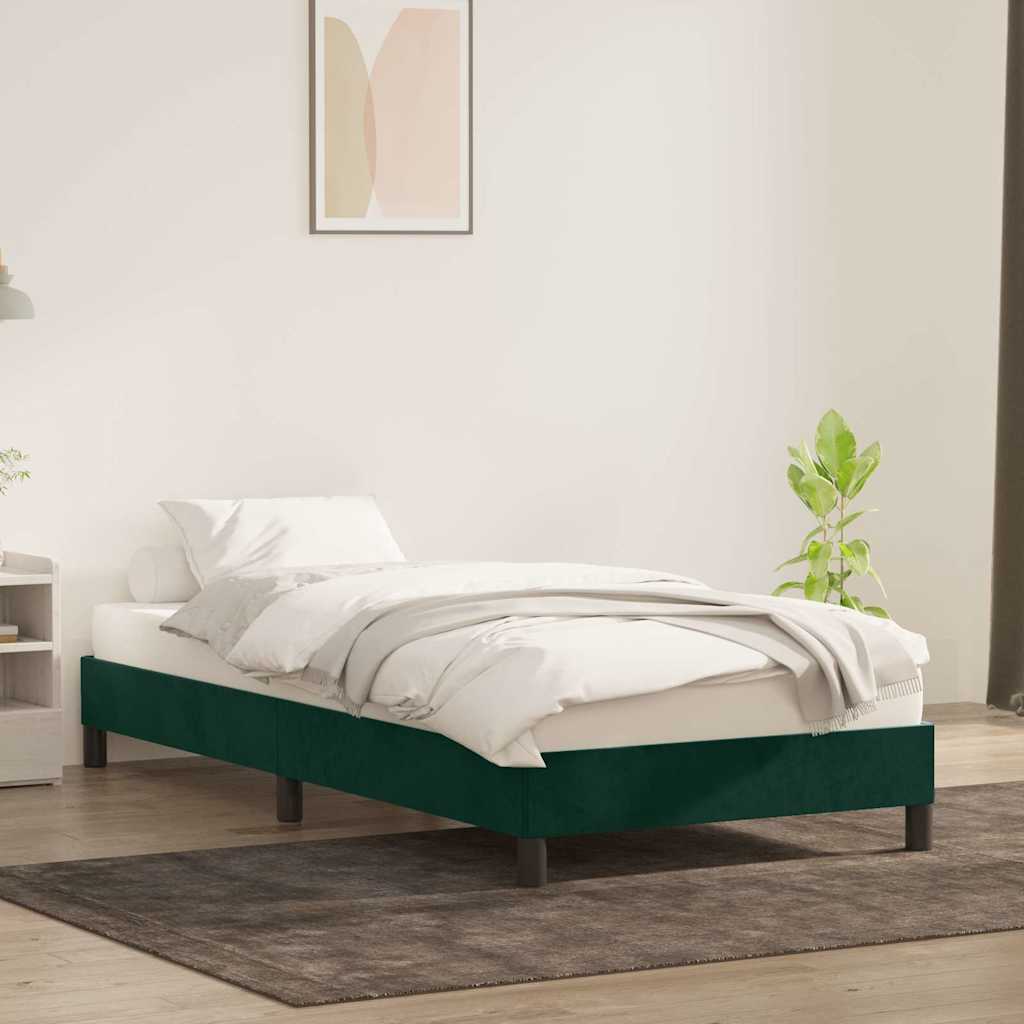 Giroletto senza Materasso Verde Scuro 90x220 cm in Velluto