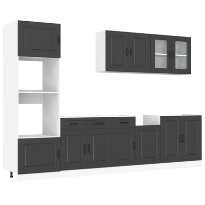 Set Mobili da Cucina 7 pz Kalmar Neri Legno Multistrato