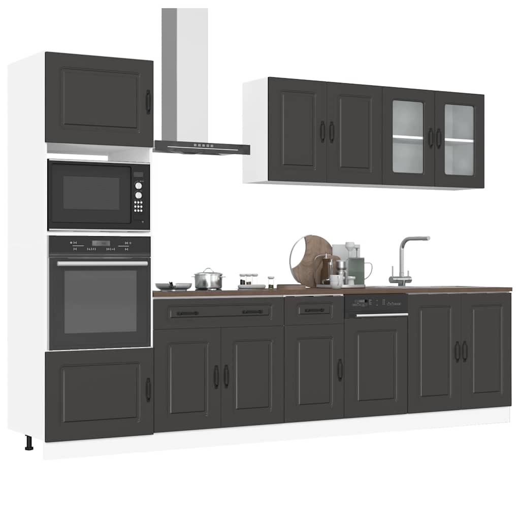 Set Mobili da Cucina 7 pz Porto Neri Legno Multistrato