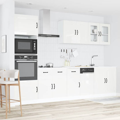 Set Mobili da Cucina 7 pz Kalmar Bianchi Lucido in Truciolato