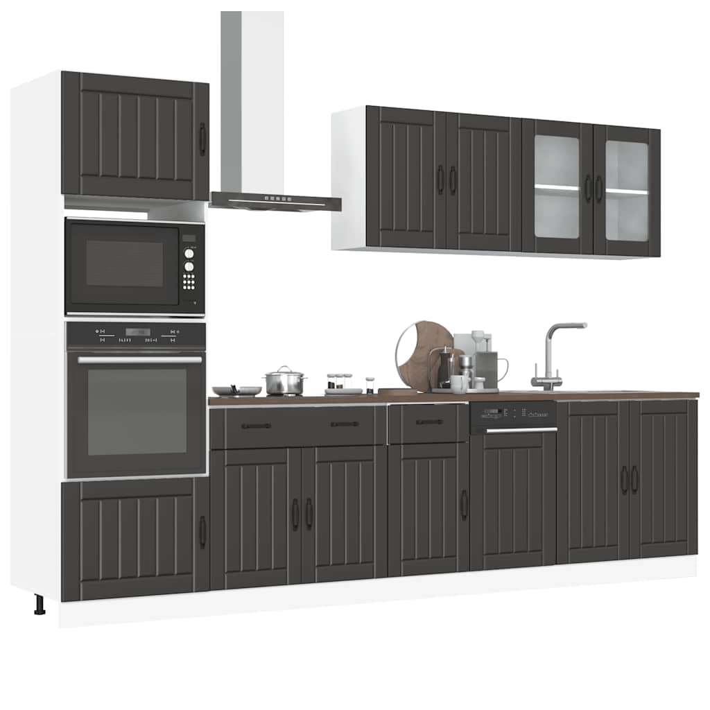Set Mobili da Cucina 7 pz Porto Neri Legno Multistrato