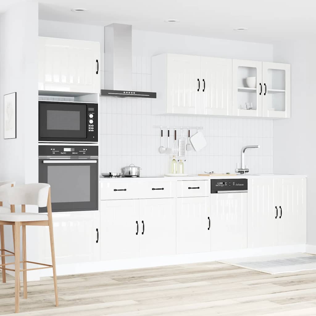 Set Mobili da Cucina 7 pz Lucca Bianchi Lucido in Truciolato