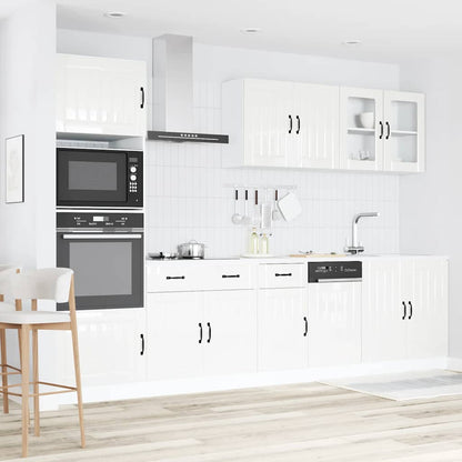 Set Mobili da Cucina 7 pz Lucca Bianchi Lucido in Truciolato