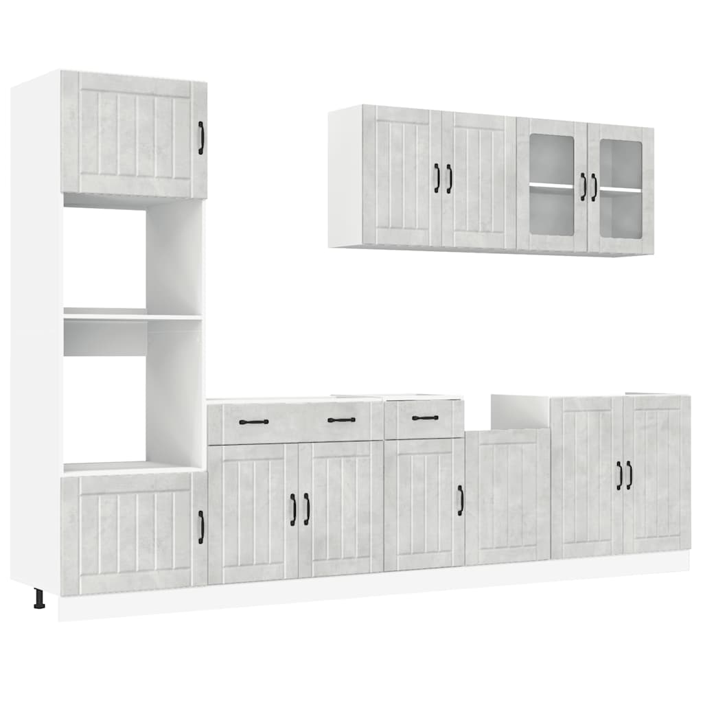Set Mobili da Cucina 7 pz Lucca Grigio Cemento in Truciolato