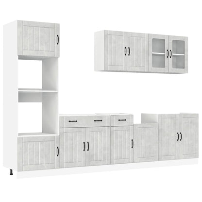 Set Mobili da Cucina 7 pz Lucca Grigio Cemento in Truciolato