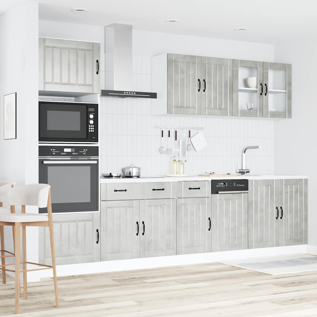 Set Mobili da Cucina 7 pz Lucca Grigio Cemento in Truciolato