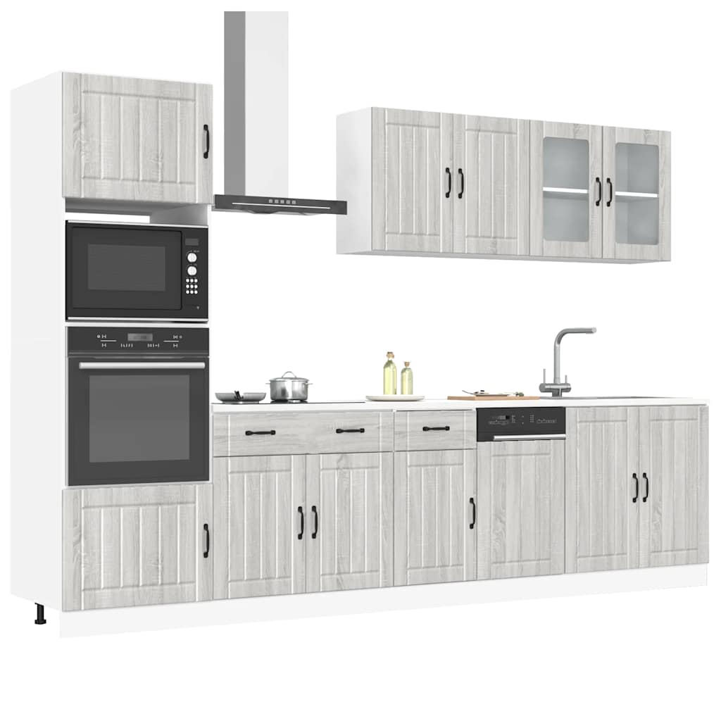 Set Mobili da Cucina 7 pz Porto Grigio Sonoma in Truciolato