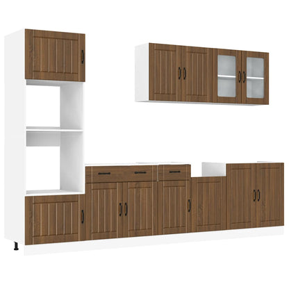 Set Mobili da Cucina 7 pz Lucca Rovere Marrone in Truciolato
