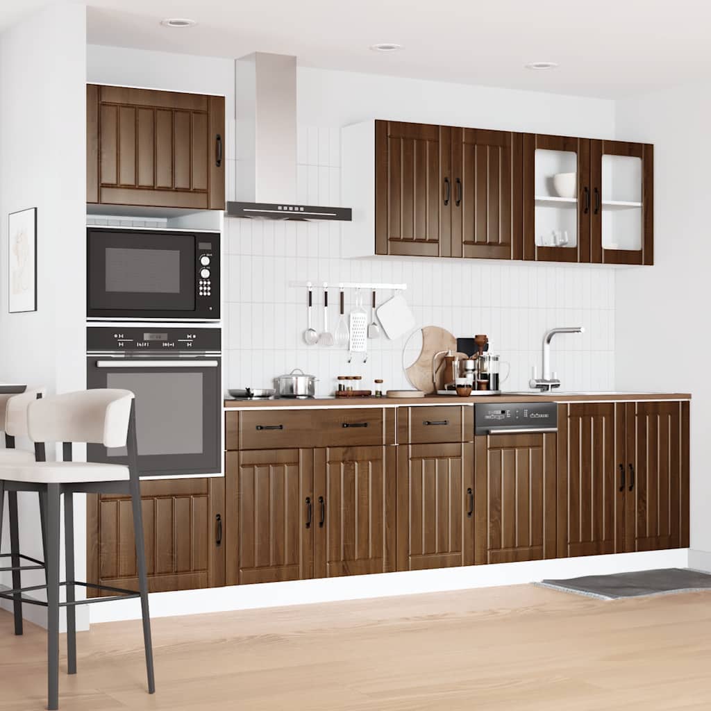 Set Mobili da Cucina 7 pz Lucca Rovere Marrone in Truciolato