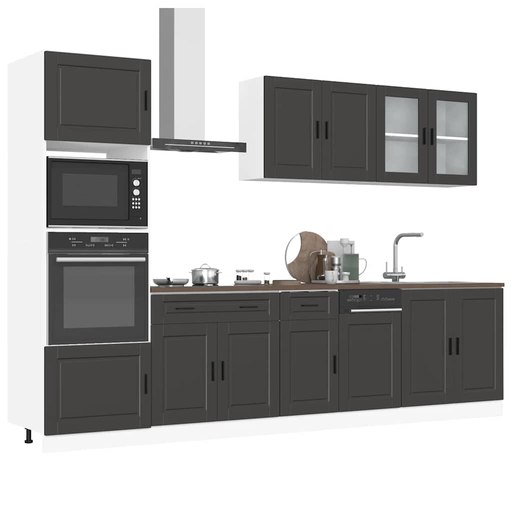 Set Mobili da Cucina 7 pz Porto Neri Legno Multistrato