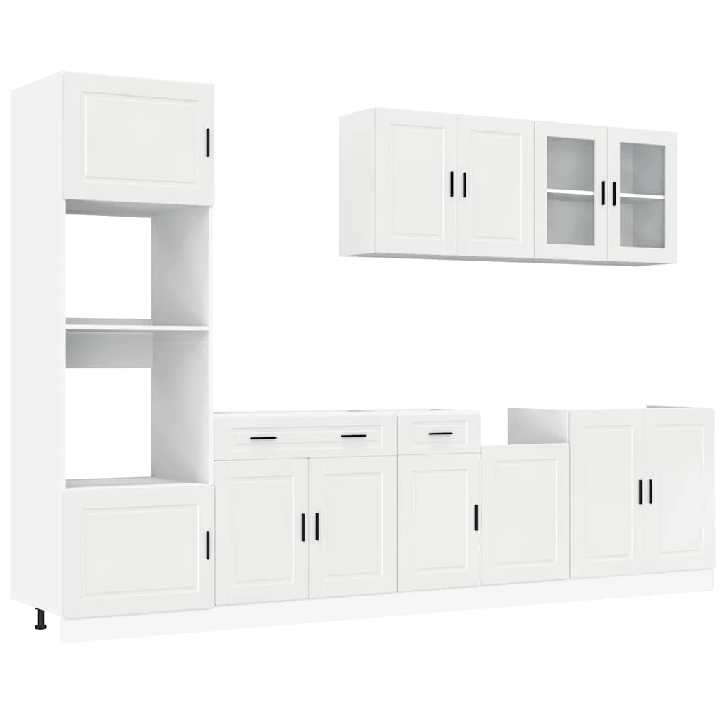Set Mobili da Cucina 7 pz Kalmar Bianchi Lucido in Truciolato
