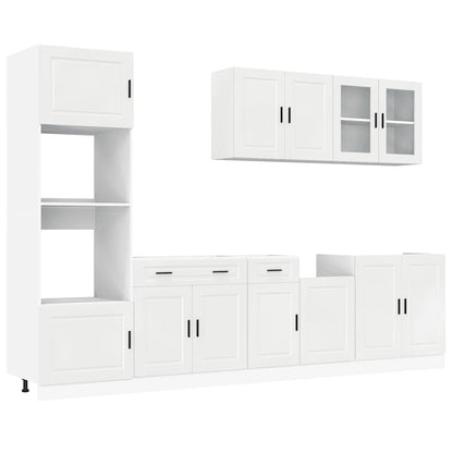 Set Mobili da Cucina 7 pz Kalmar Bianchi Lucido in Truciolato